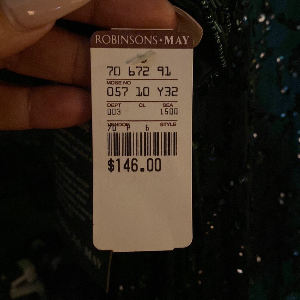 Brilliante By J.A. Vintage Pearl sequin Dark Green Party Dress 3XL - Picture 7 of 7